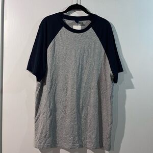 H&M Gray and Dark Blue Raglan Tee